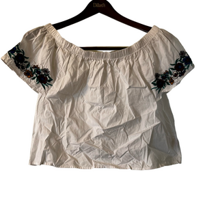 Liberty Love White Floral Embroidered Blouse L